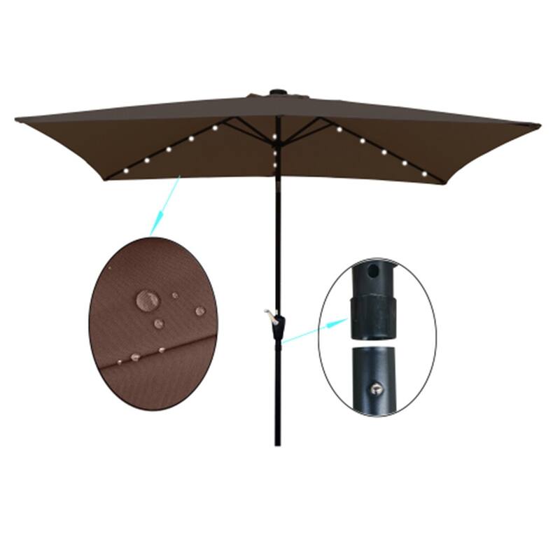 10 x 6.5 Ft Rectangular Patio Solar LED Lighted Outdoor Umbrellas