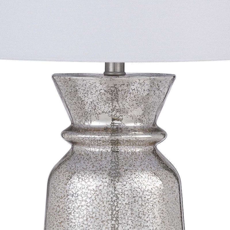 34 Inch Table Lamp Set of 2, White Shade, Glass Vase Shape and Metal Base