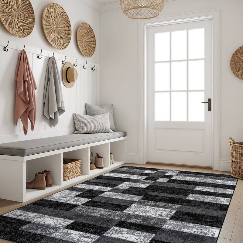 World Rug Gallery Modern Abstract Grid Area Rug - 4' x 6'