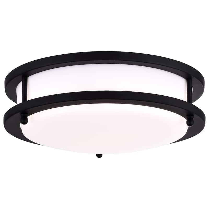 Glamour LED 10 inch Flush Mount Fixture Black Finish CCT Selectable 3K/4K/5K - Matte Black