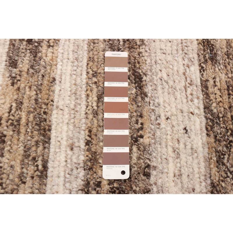 ECARPETGALLERY Hand-knotted Tangier Brown, Ivory Wool Rug - 8'0 x 10'0