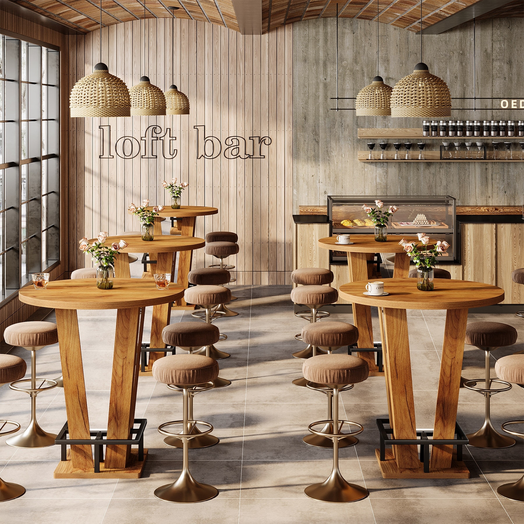 バーテーブル 39.3-inch High Top Round Pub Table - On Sale - Overstock - 43116429