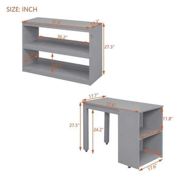 dimension image slide 5 of 6, Twin Size Wood Loft Bed w/ Writing Desk and 3 Drawers, Shelf, Unisex