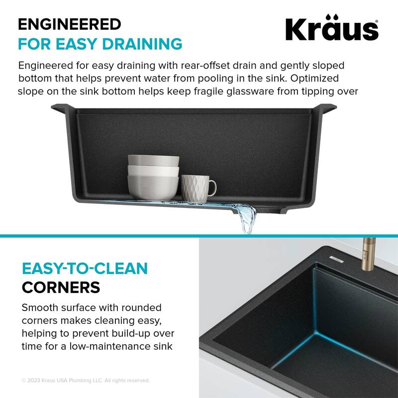 Kraus KGTW12-28 Bellucci 28" Drop In Single Basin Granite Composite
