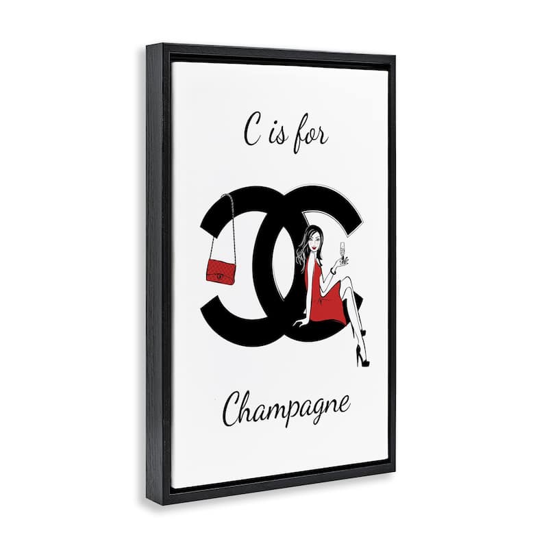 Stupell Glam C Is For Champagne Framed Floater Canvas Wall Art Design By Martina Pavlova