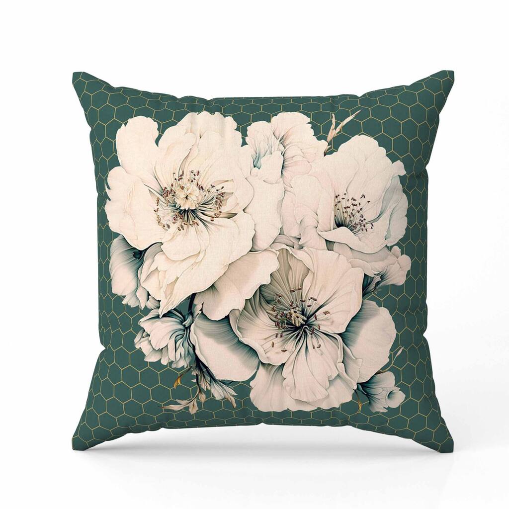 Magnolia Majesty Indoor/Outdoor Reversible Throw Pillow Stone and Grey