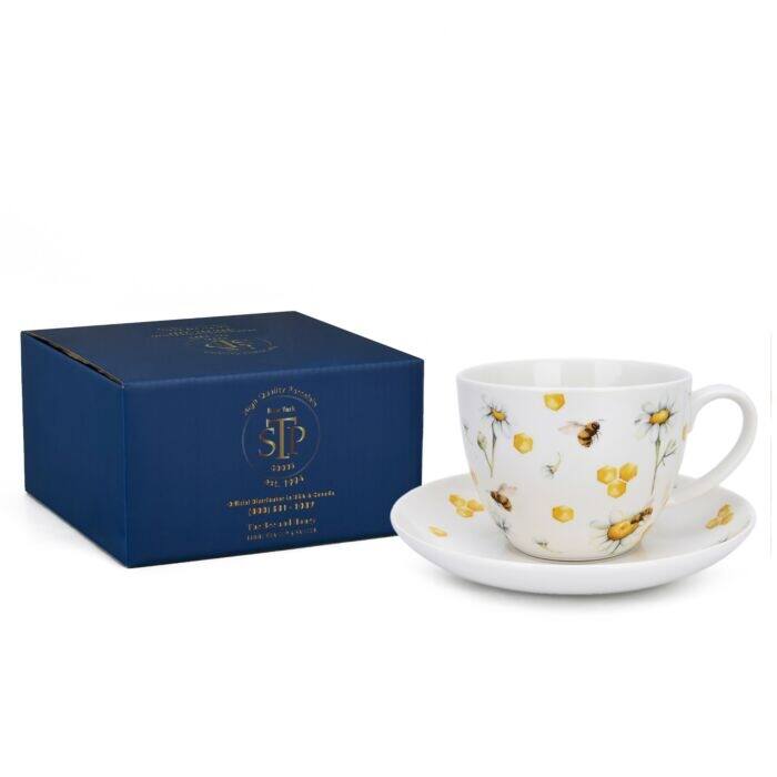STP Goods 13.5oz Honey Bee Tea Coffee Cup & Saucer Gift Box Set - 13.5 fl oz