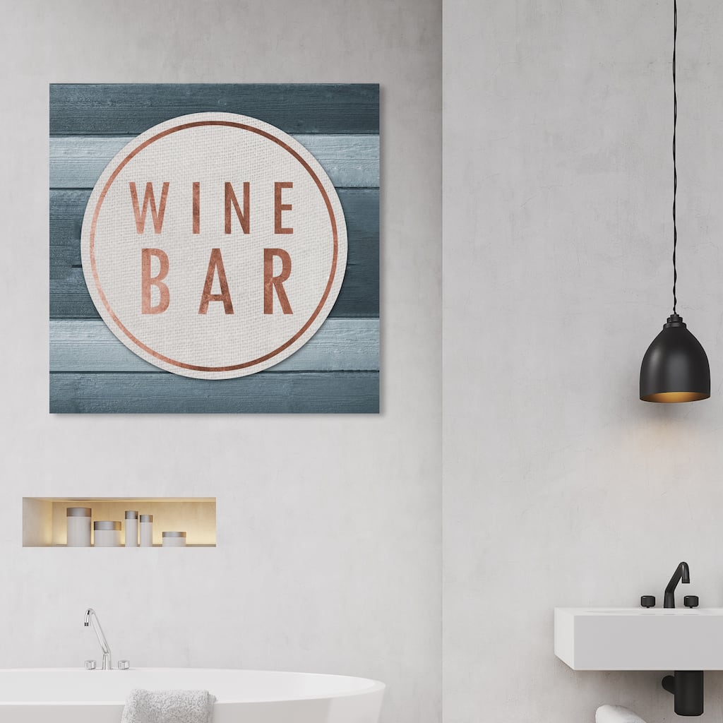 Wynwood Studio 'Vintage Wine Bar Teal' Drinks and Spirits Wall Art Canvas Print Wine - Blue, White