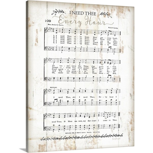 "I Need Thee Every Hour" Canvas Wall Art