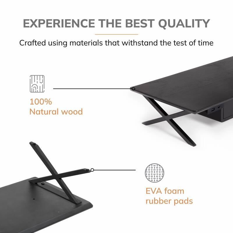 Jani Wood Monitor Stand Riser Desk - Ergonomic Design Stand, Desktop Organizer Table for Home, Office Workspace, Gaming Desk