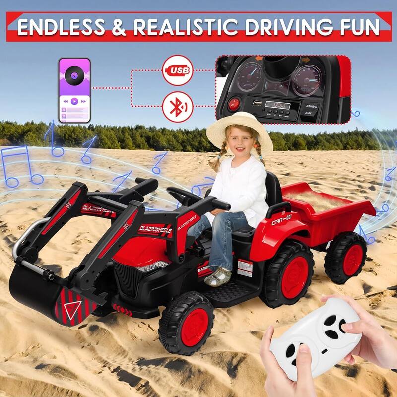 Electric Vehicles Ride On Car Toy with Remote Control, Digger for Kids Best Gifts