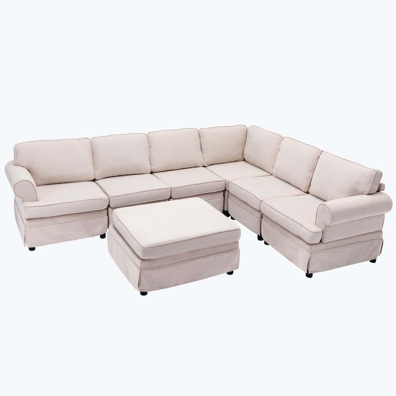 Modern Sectional Couch with removable Ottoman for Living Room