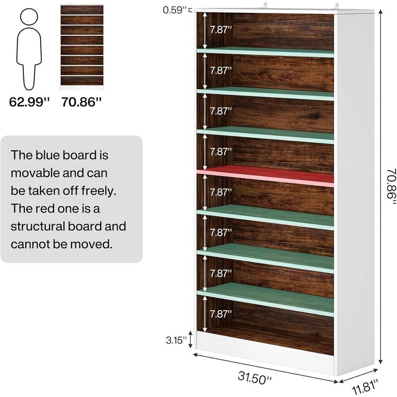 Large Bookcase, Open Display Shelf, Storage Cabinet Organizer Bookshelf for Living Room, Home Office, Library, Bedroom