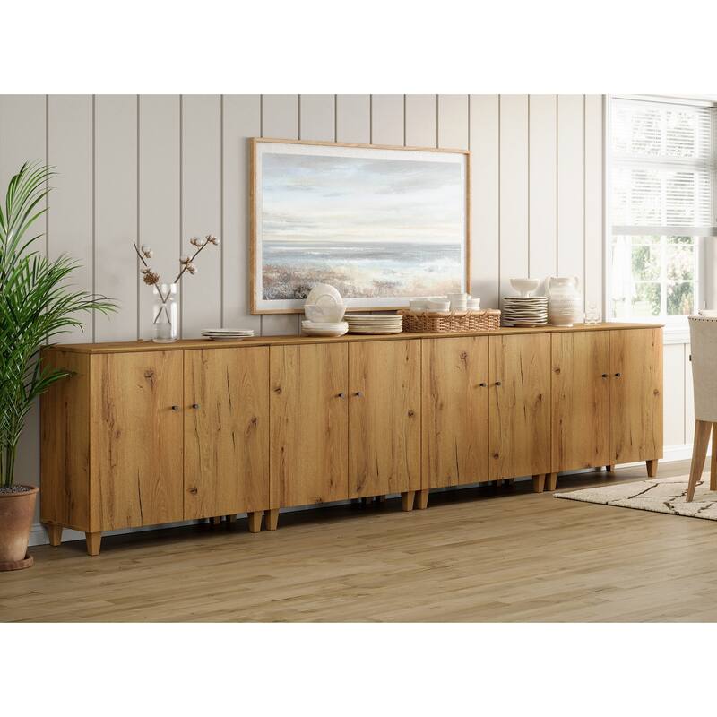 Sideboards Buffet Cabinets with Doors for Dining Room, 32.4"H - 4-In-1 - Oak Brown