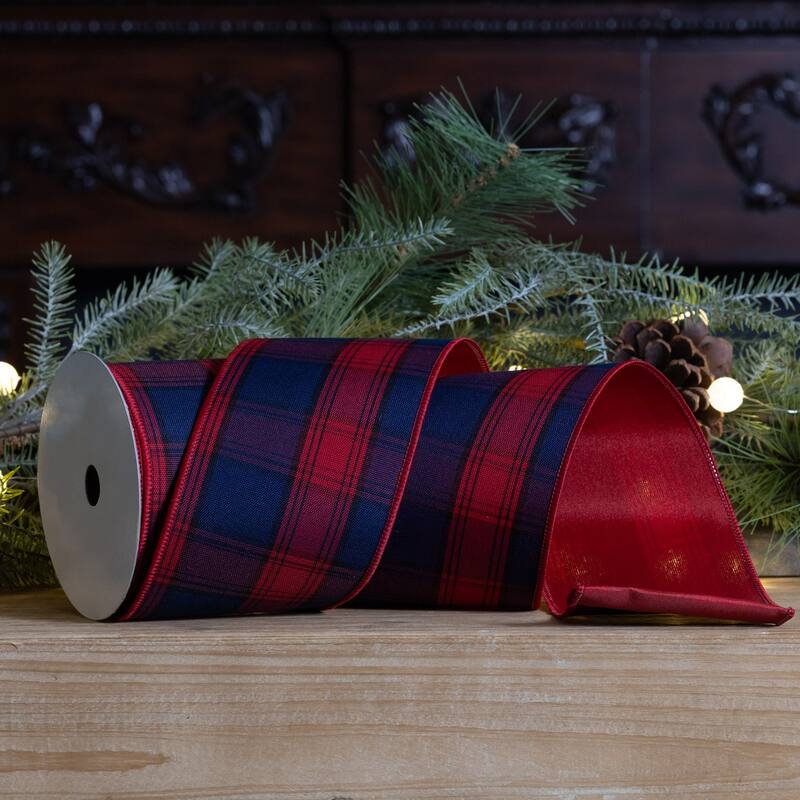 Plaid Christmas Wired Craft Ribbon - 2.5" x 10 Yards - Red and Blue