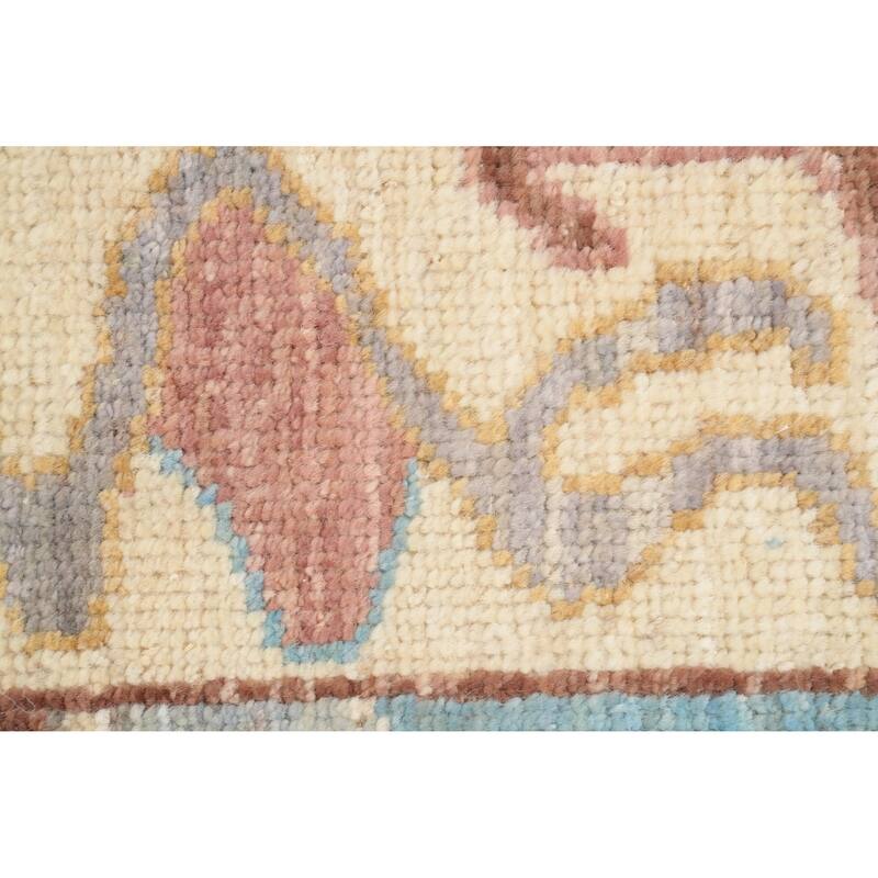 Hand Knotted Oriental 100% Wool Carpet Transitional Geometric Multi-Colored Oushak Area Rug - 12' 10'' X 9' 11''