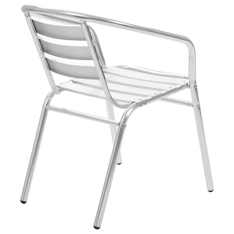 Outdoor Stackable Dining Chair Set of 4, Ergonomic, Silver Aluminum