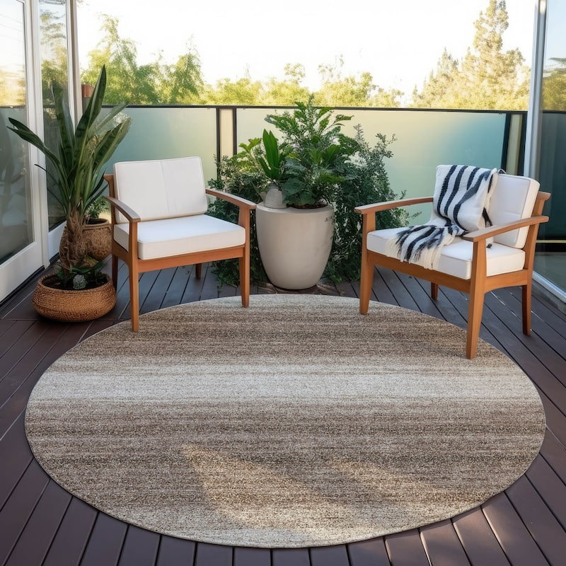 Machine Washable Indoor/ Outdoor Ombre Stripe Chantille Rug