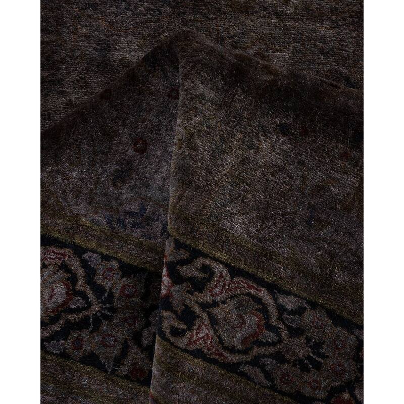 Overton Hand Knotted Wool Vintage Inspired Modern Contemporary Overdyed Gray Runner Rug - 3' 1" x 6' 10"