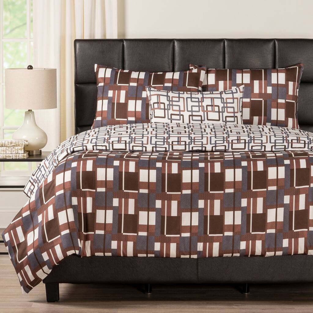 Plaid Men Reversible Print Duvet Set