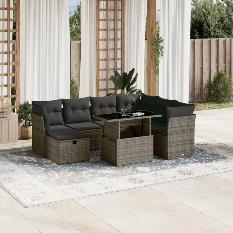 8 Piece Patio Sofa Set with Cushions - 21.7 x 39.4 x 28.7 in - Grey