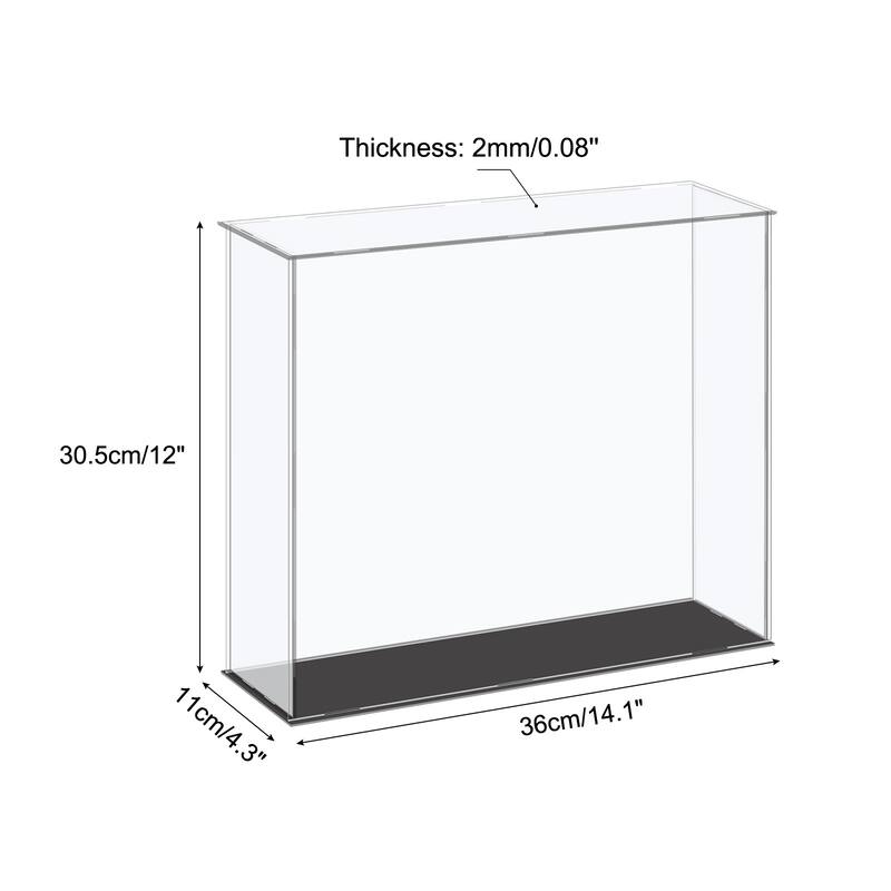Acrylic Display Case Plastic Box Cube Storage Small Assemble Showcase - 14.1x4.3x12 Inch