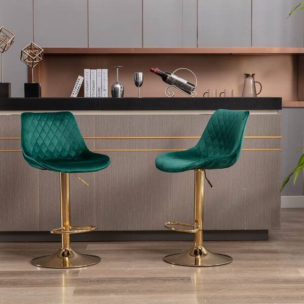 Swivel Height Adjustable Velvet Bar Stools Set of 2 Bed Bath & Beyond 37499406