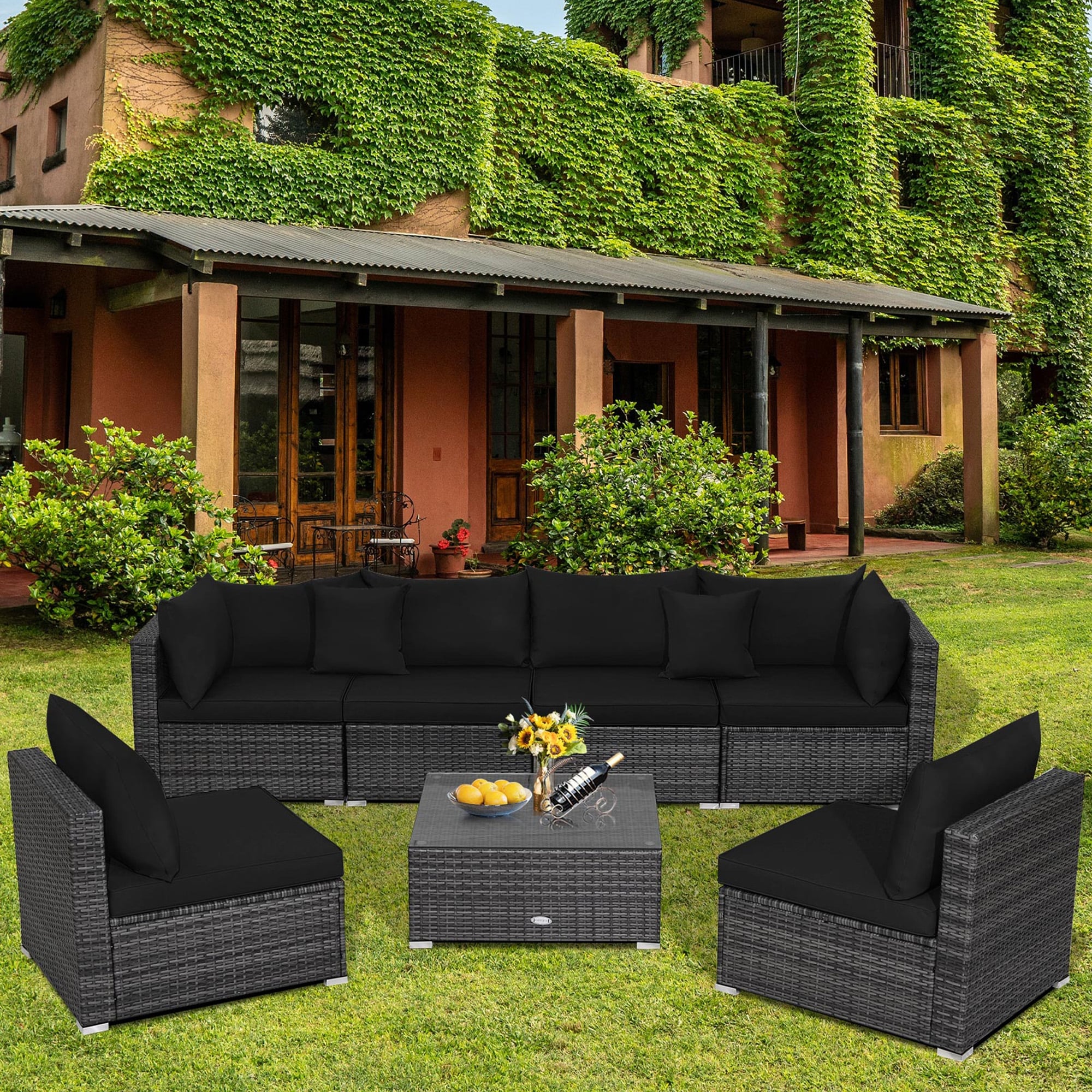 Rattan best sale sectional seating