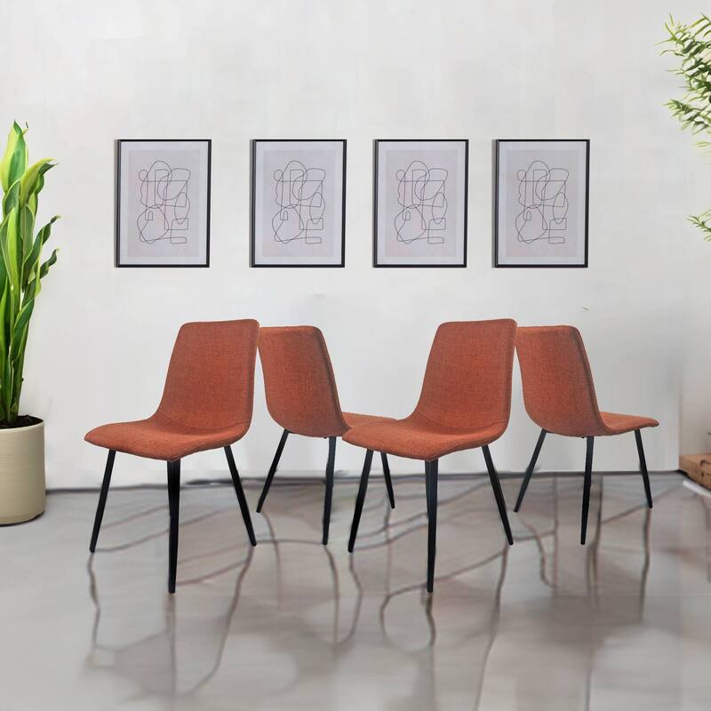 MDF Dining Table and Dining Chairs Set of 4,Wooden Kitchen Table Set,Metal Base & Legs,Dining Room Table and Linen Chairs
