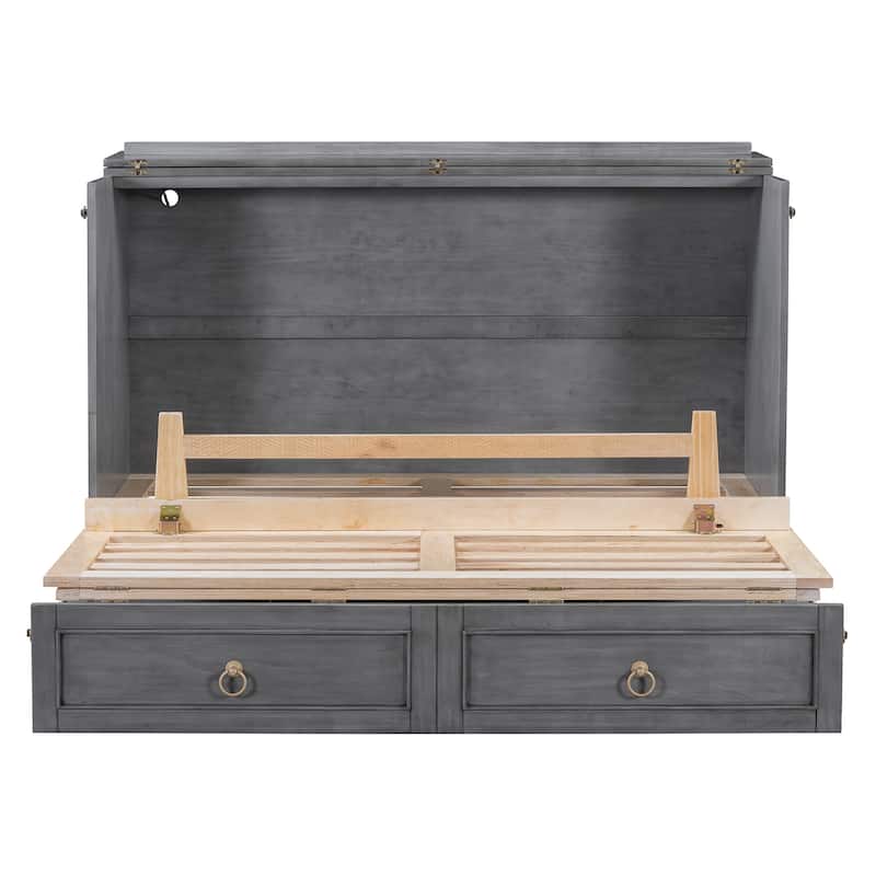 Queen Size Murphy Bed with Storage and Large Drawers