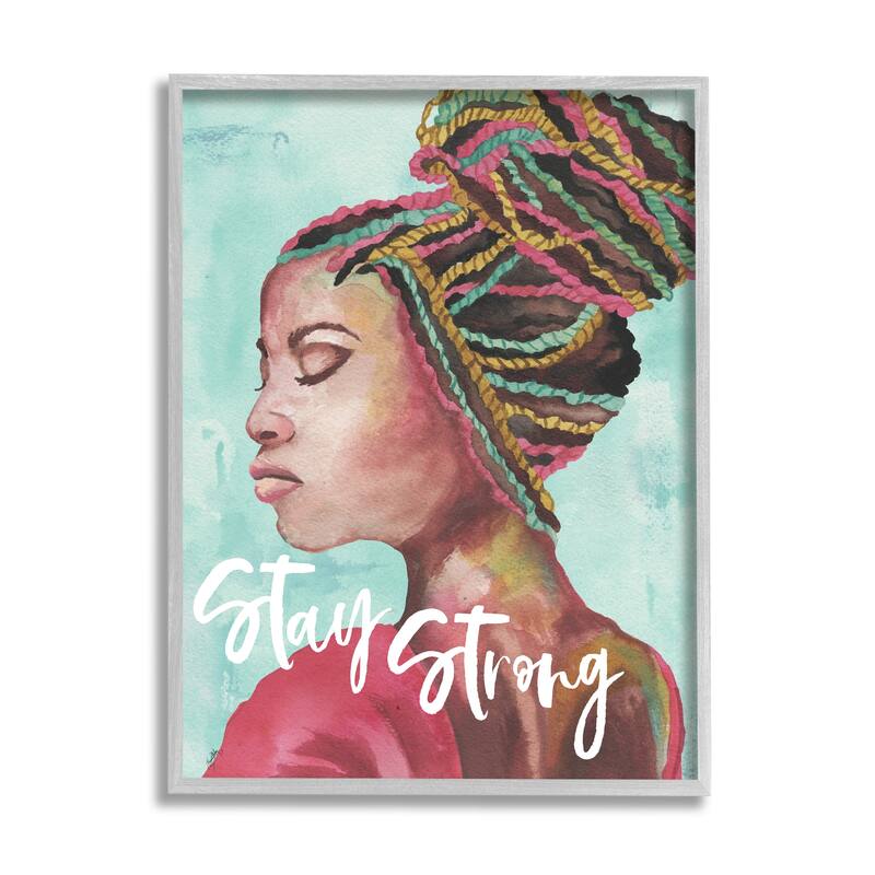 Stupell Stay Strong Inspirational Powerful Woman Braided Hair Framed Wall Art - Blue