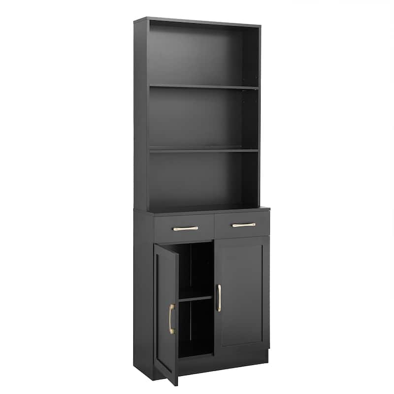 Freestanding Kitchen Pantry Cabinet Storage Cabinet with Adjustable Shelf, Tall Bathroom Cabinet with Anti-Tip