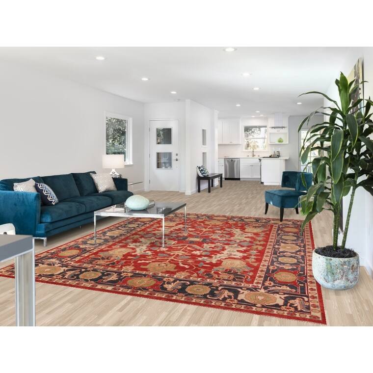 Vegetable Dye Red Ziegler Oriental Area Rug Hand-Knotted Wool Carpet - 8'0" x 9'10"