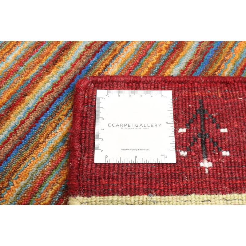 ECARPETGALLERY Hand Loomed Kashkuli Gabbeh Red Wool Rug - 4'0 x 5'8