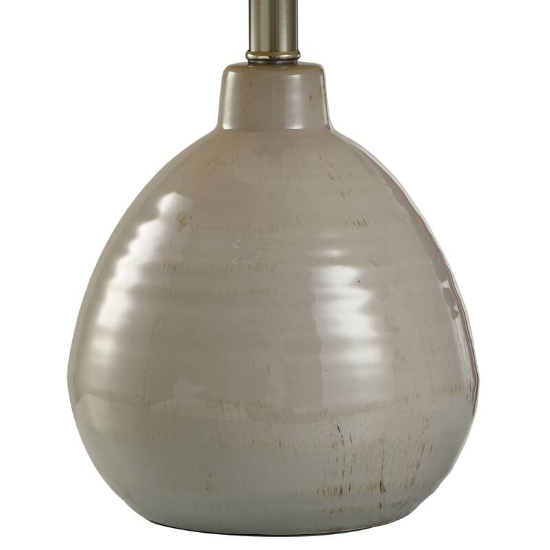 StyleCraft Cameron Ceramic Coconut Milk Table Lamp - Beige Hardback Linen Shade