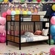 preview thumbnail 1 of 16, Artsy Full over Full bunk bed with safety rail, built-in ladder, Brown Brown