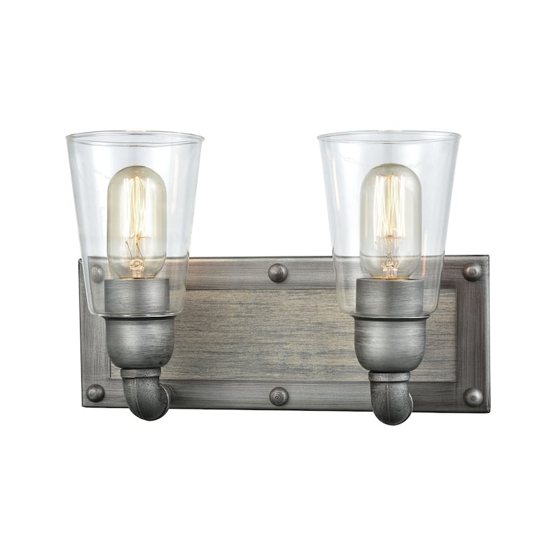 Elk Home Platform Weathered Zinc Glass Vanity Light