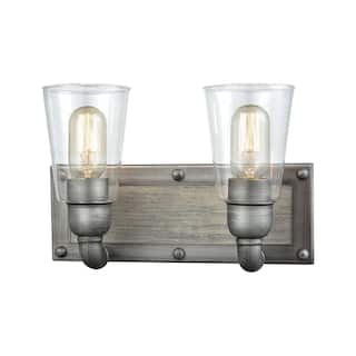 Elk Home Platform Weathered Zinc Glass Vanity Light