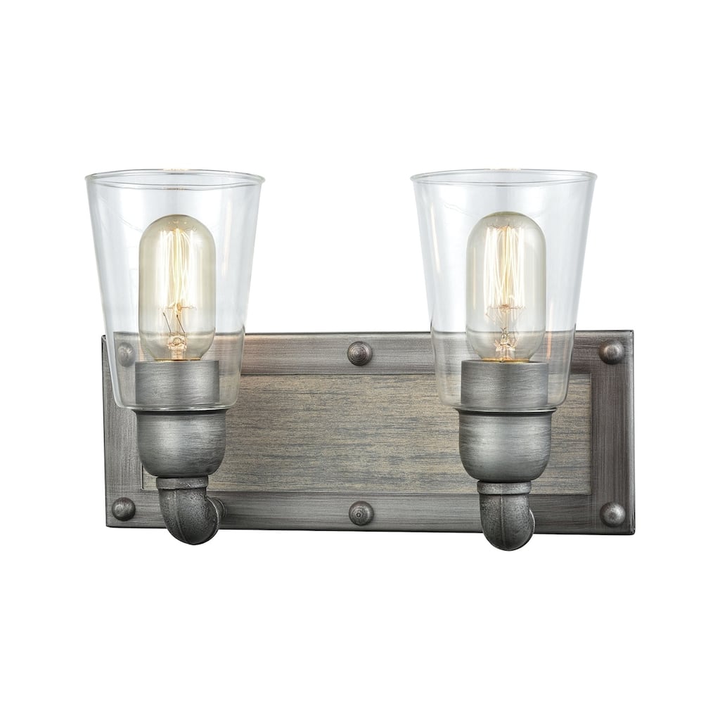 Elk Home Platform Weathered Zinc Glass Vanity Light