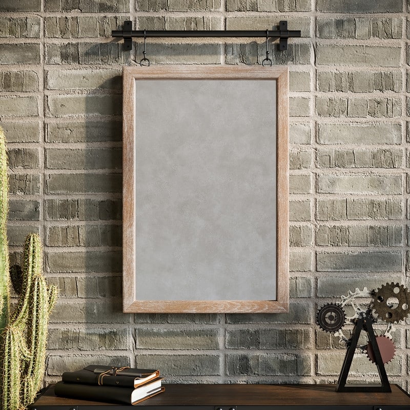 Lorae Wood & Metal Farmhouse Wall Mirror - 27.75"H x 18.25"Wx 1.25"D