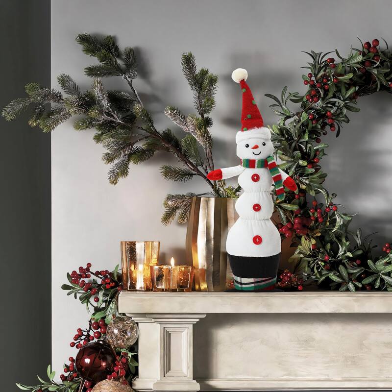 Animated Singing 18.5" Tall Snowman Holiday Decoration, Battery Operated - 18.5" H x 7" Diameter