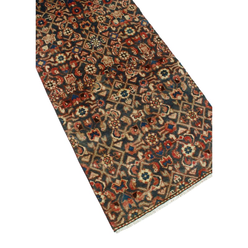 Fine Vintage Distressed Aristoc Navy/Beige Runner - 2'5" x 9'1"
