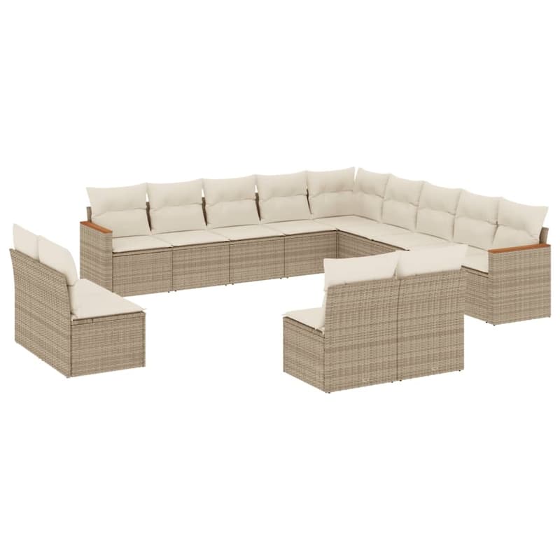 vidaXL Patio Sofa Set with Cushions Outdoor Conversation Furniture Poly Rattan - 24.4 x 24.4 x 27.2 in