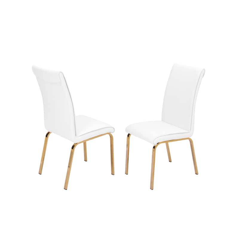 Best Quality Furniture Dining Side Chair Gold Legs (Set of 2) - White
