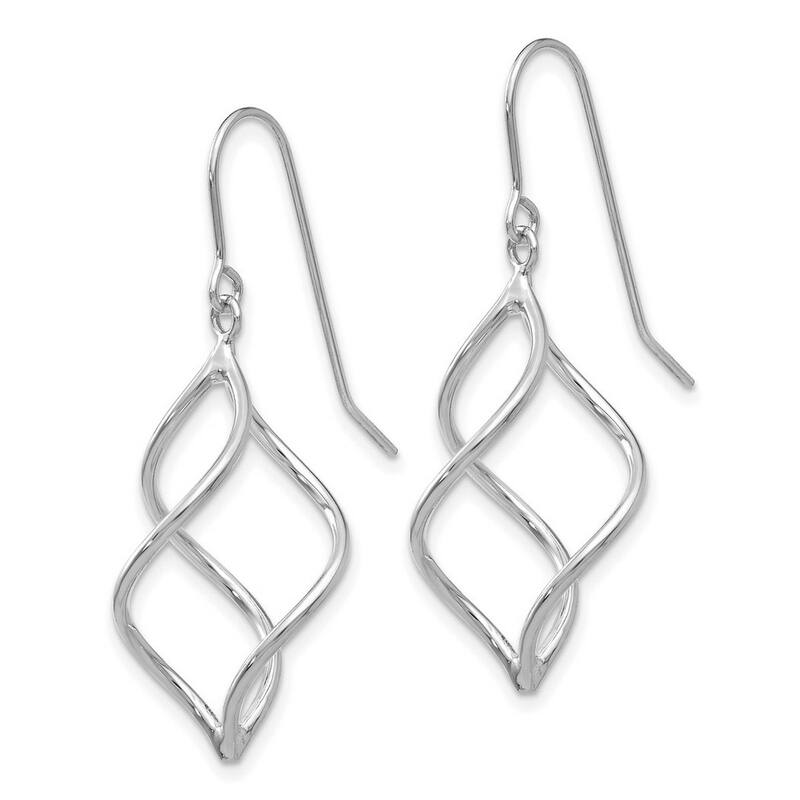 Curata 14k Yellow or White Gold 30x12mm Polished Short Twisted Hook Earrings