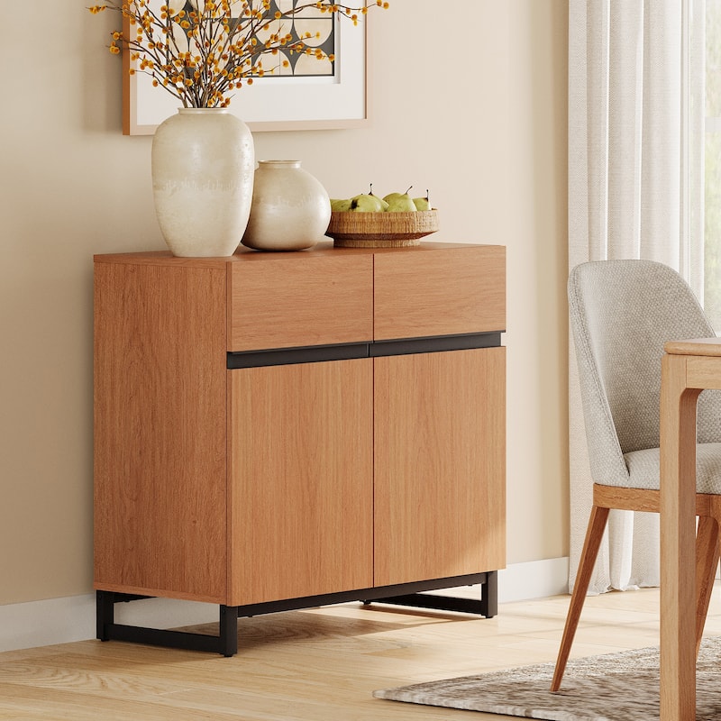 WAMPAT Modern TV Stand with Storage Cabinets for Living Room,Bedroom,Brown