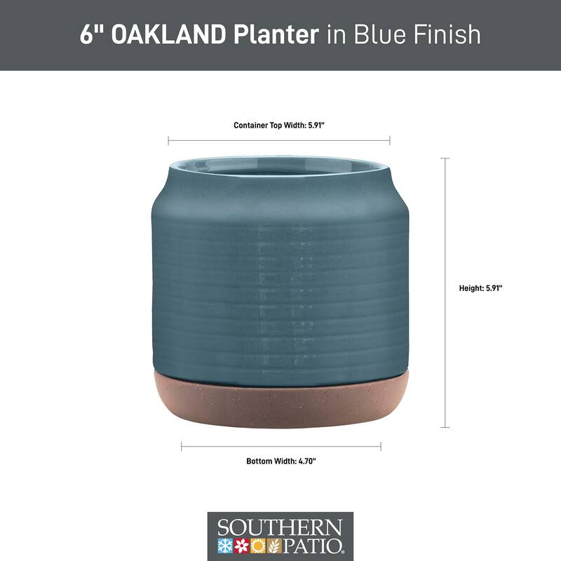 Southern Patio Oakland Blue Ceramic 5.9-inch Planter