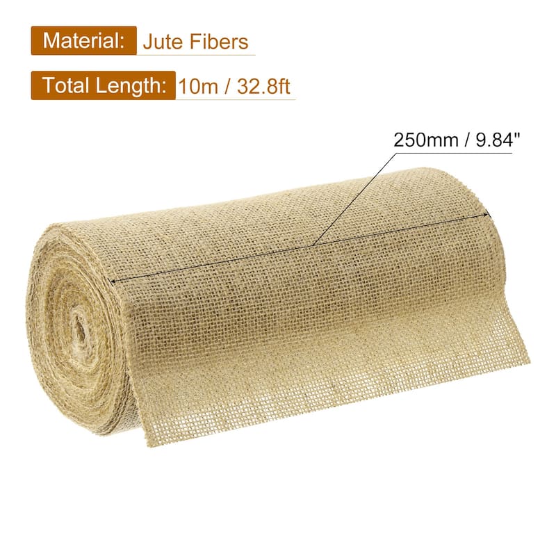 10 Yards Natural Burlap Ribbon Jute Burlap Wired Ribbon Rustic Ribbon - Natural Color - 10 inch