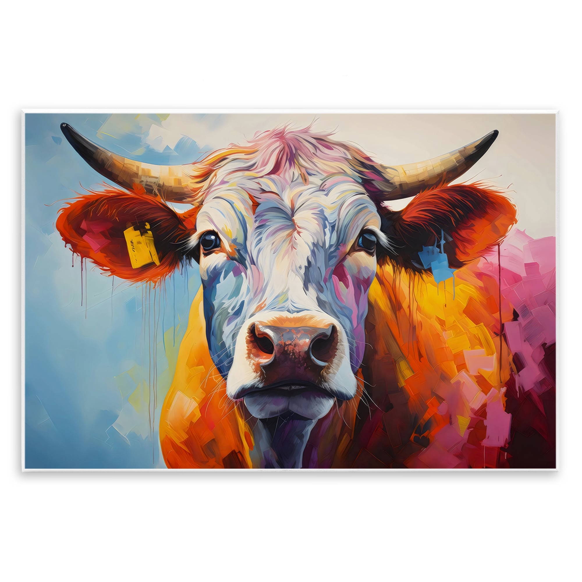 Stupell Colorful Cattle Portrait Wall Plaque Art Design By LSR Creative Studio
