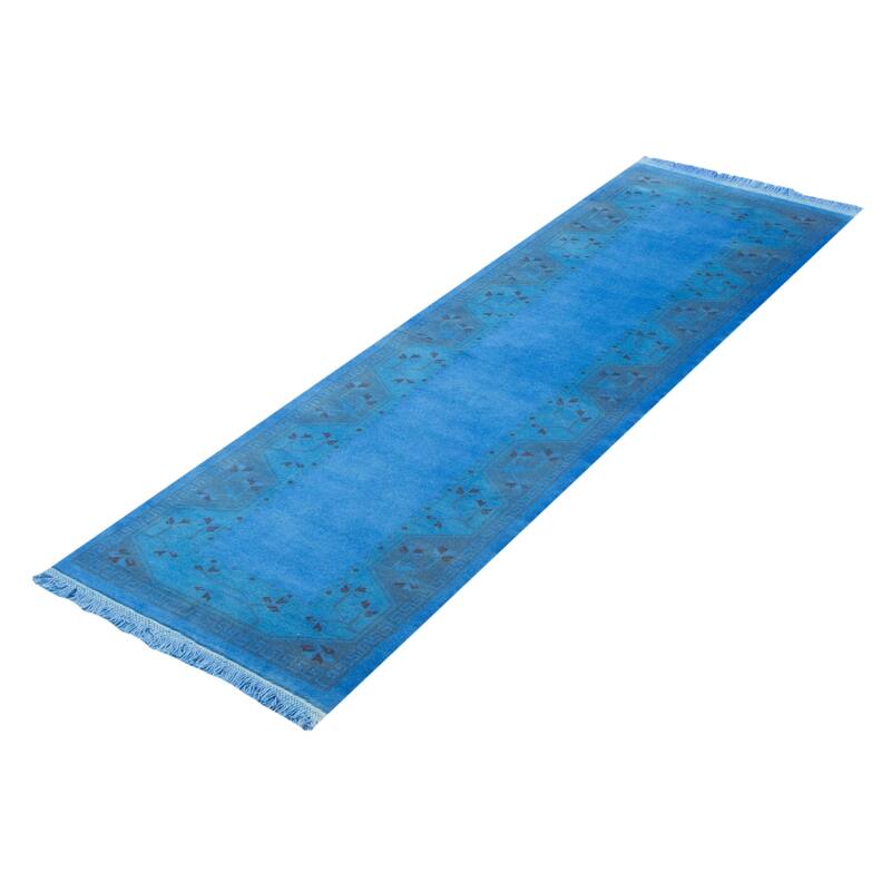 ECARPETGALLERY Hand-knotted Color Transition Blue Wool Rug - 2'8 x 8'11